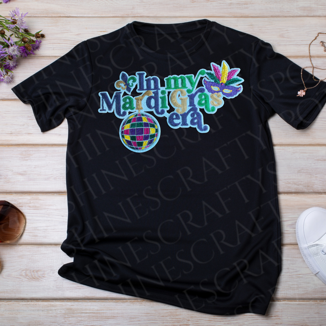In My Mardi Gras Era Sequin Patch Tshirt