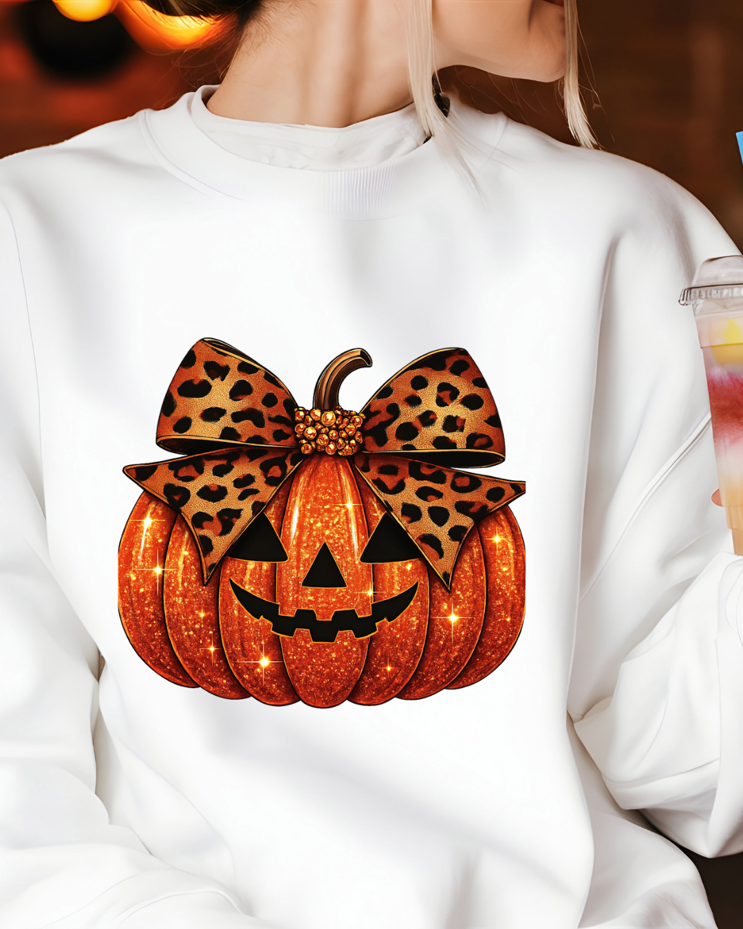 Sparkle Pumpkin with Leopard Bow